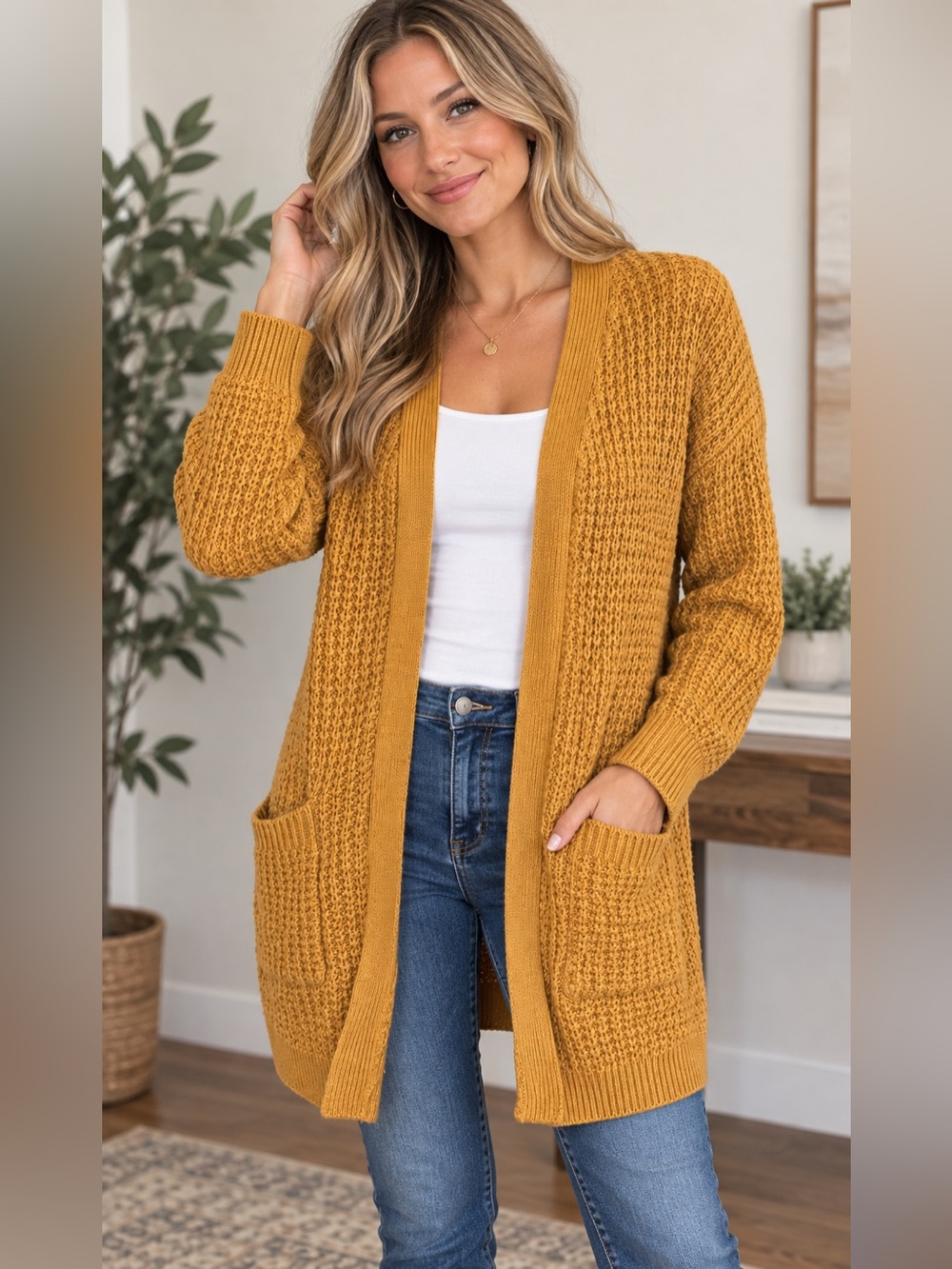 Pink Rose Open-Front Knit Cardigan Fall| Autumn 🍂